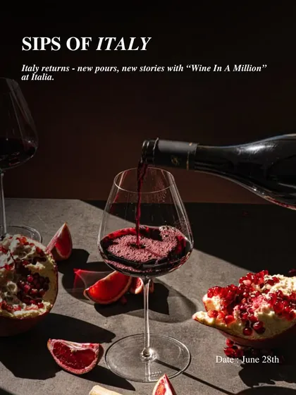 'Sips of Italy' returns with new pours and new stories. This image captures the elegance of a wine tasting event at Italia.