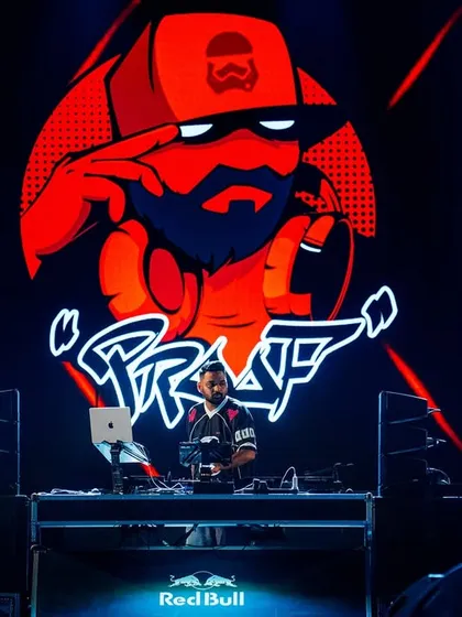 Center stage with my logo blazing on the screen behind me. This was my opening set at Gully Fest 2024.