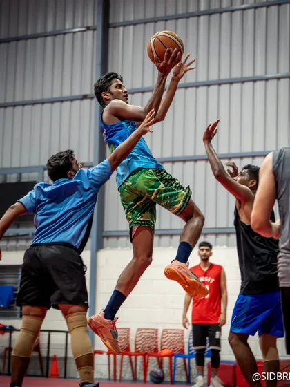 It's about giving players the confidence to take flight. An action shot from one of our pickup games, where players apply their skills in a fast-paced, competitive environment.