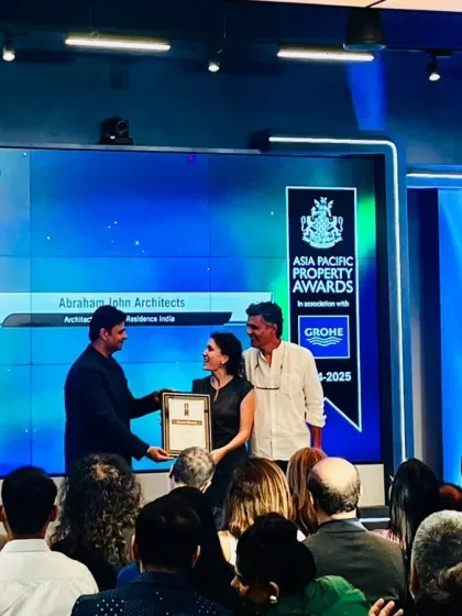 On stage receiving the Asia Pacific Property Award. We are pumped and excited to be recognized on such a prestigious international platform.