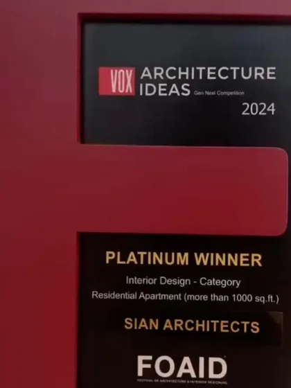 The Platinum Winner award for Interior Design for 'House of Chintz' at the VOX Architecture Ideas competition at FOAID 2024.