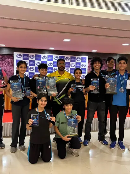 It's always a great feeling to see our players fill the podium. Here is the group of winners from the Khar Gymkhana district tournament, showcasing their medals and trophies.