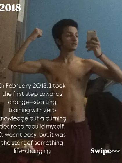 In February 2018, I took the first step. With zero knowledge but a strong desire to change, I started training. This photo marks the beginning of my life-changing fitness journey.