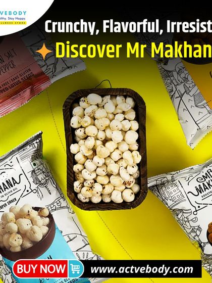 Crunchy, flavorful, and irresistible! This image showcases various flavors of Mr. Makhana, presenting it as a guilt-free, super snack that is perfect for a healthy lifestyle.