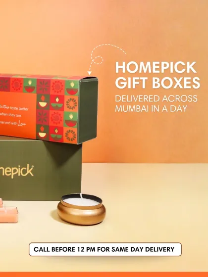 Our Homepick gift boxes can be delivered across Mumbai in just a day. Just call before 12 PM for same-day delivery and send a taste of home to your loved ones.