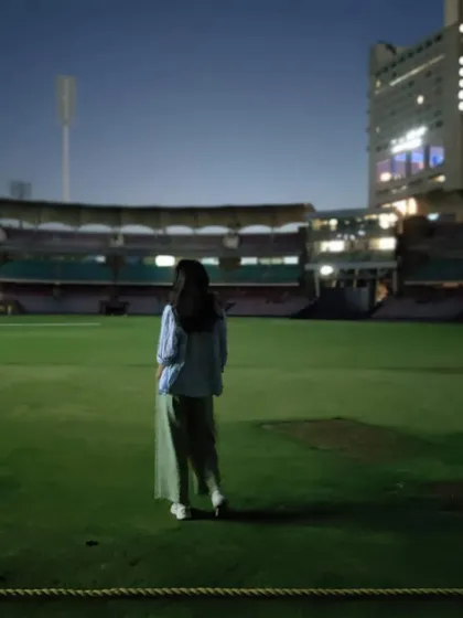 A quiet moment on set at the stadium during the shoot for Hardik Pandya's clothing brand. Choreographing in unique locations like this is part of what we do to bring a brand's vision to life.