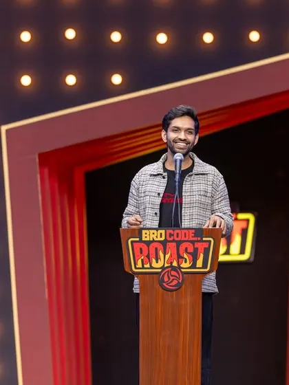 A clean, professional shot from the Bro Code Roast comedy show. I ensure the lighting and composition perfectly capture the performer on stage, creating high-quality images ideal for promotion and social media.