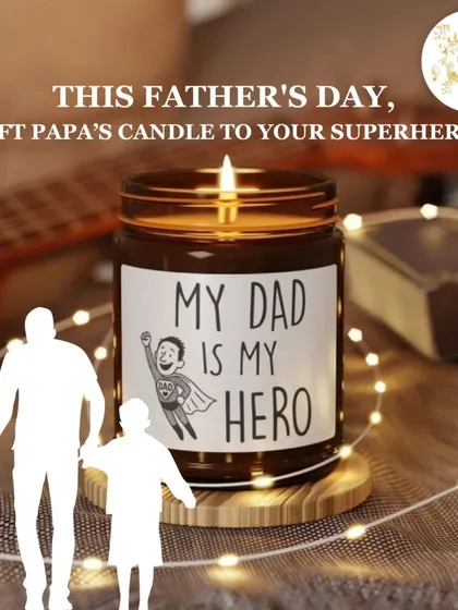 This Father's Day, celebrate your superhero. Our 'My Dad is My Hero' candle is the perfect personalized, hand-poured gift to show him how much he means to you.