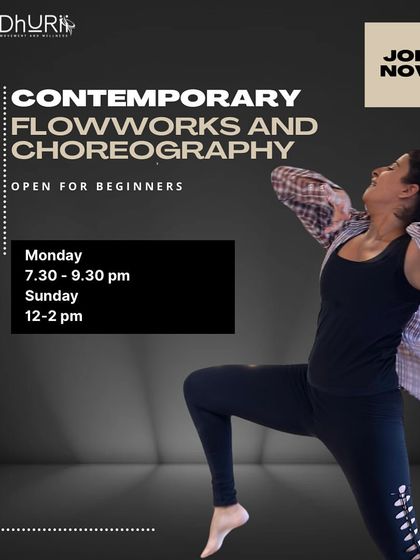 Our contemporary classes are open for beginners. We offer different batches focusing on FlowWorks, choreography, and creation to help you start your dance journey with confidence.