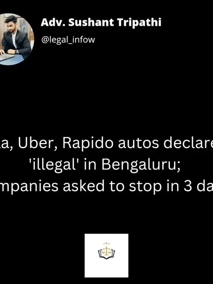 The transport authority in Bengaluru declared app-based auto services from Ola, Uber, and Rapido as 'illegal' for overcharging customers. This was in response to complaints that companies were charging a minimum of ₹100 for short trips.