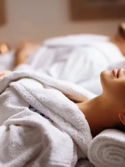 Our 'Sibling Bliss' offer is designed for you to pamper your sibling. This image of a couple's massage shows the kind of shared relaxation experience you can gift.
