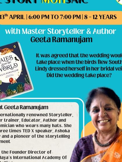 An event poster for a storytelling session at Sabha, where I shared a Russian tale, "Lindy's Wedding," from my book. These performances are a chance to give voice to the stories on the page.