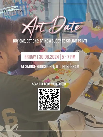 Our "Art Date" poster with a special "Buy One, Get One" offer, perfect for a creative outing with a partner or a buddy.