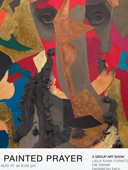 The poster for 'The Painted Prayer', a group art show where my music collaborated with visual art. This particular piece by my mother, Ila Pal, was part of the exhibition where rhythm and color came together.
