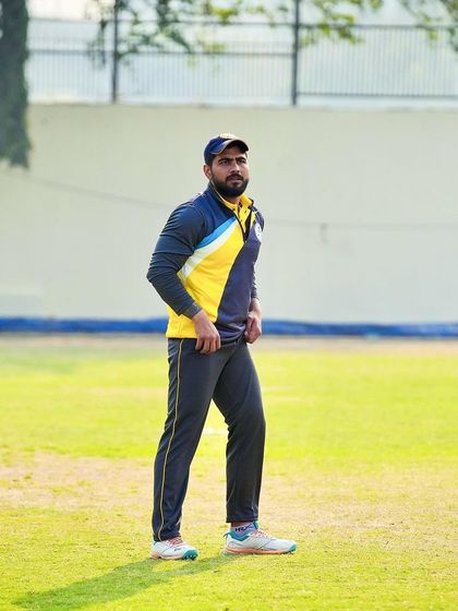 A moment of focus on the field. Playing for the Delhi High Court team is a privilege and a great way to build relationships within the legal community.