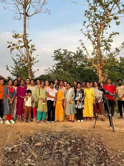 A group photo of our students and faculty at the Sky Gazing event, a memorable evening of exploring the cosmos together.