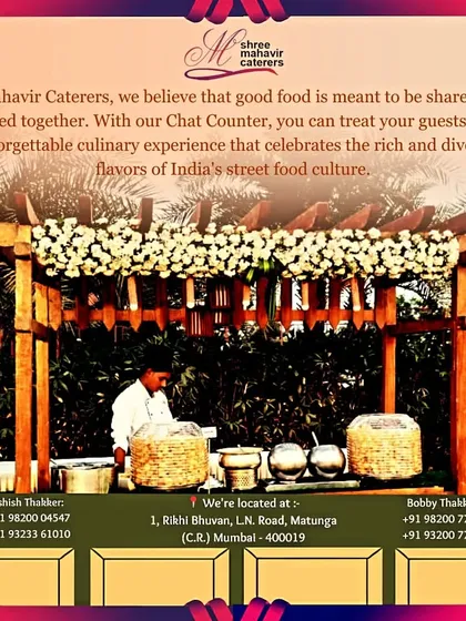 We bring the vibrant flavors of Mumbai's street food to your event with our chaat bhandar. This rustic and inviting setup offers a variety of tangy and spicy chaat options, prepared fresh for an authentic experience.