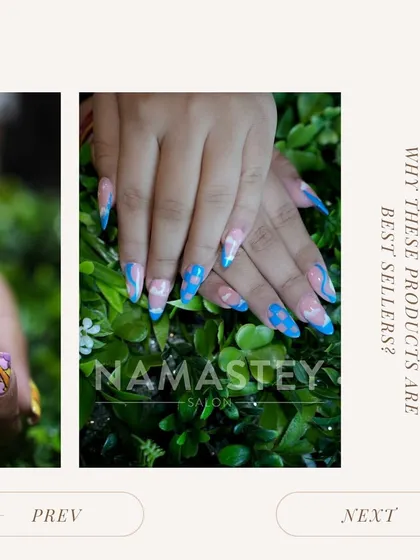 A closer look at some of my most popular nail art creations. This image features two distinct styles, one with sunflowers and another with a celestial theme.