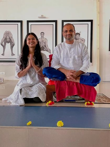 A moment of gratitude with my teacher, Sharath Jois. The gift of this practice that he has bestowed upon us is eternal, and his teachings continue to shape my life and my teaching.