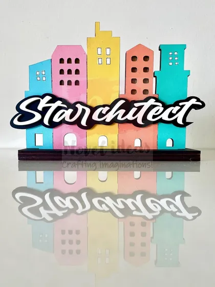 I designed this unique 'Starchitect' standee for a student beginning her architecture program. It's a perfect motivational piece for a future star architect's desk.