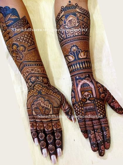 A regal design with bold architectural elements and graceful swans. The dark-filled background makes the intricate details of the lotus and check patterns shine.