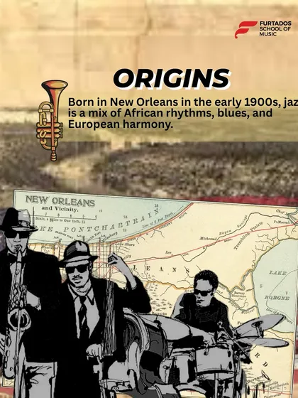 Born in New Orleans in the early 1900s, jazz is a mix of African rhythms, blues, and European harmony. We teach our students about these rich origins to give them a full understanding of the music.