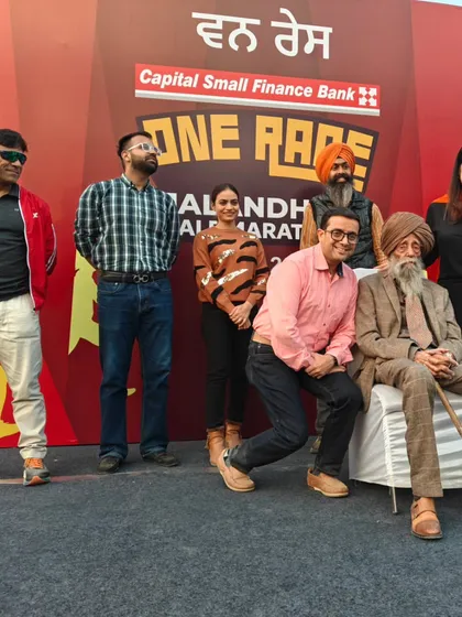 A group photo with the legendary Fauja Singh. Meeting him was a huge honor and inspiration.