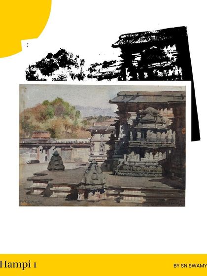 'Hampi I' by SN Swamy, a delicate watercolour by a Mysore court artist, captures the architectural grandeur of the historic site, now part of our new exhibits.