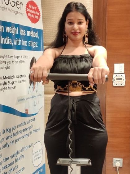 We had a wonderful time collaborating with Mrs. India Empress of the Nation. Here, a contestant gets her body composition analysis done at our booth.