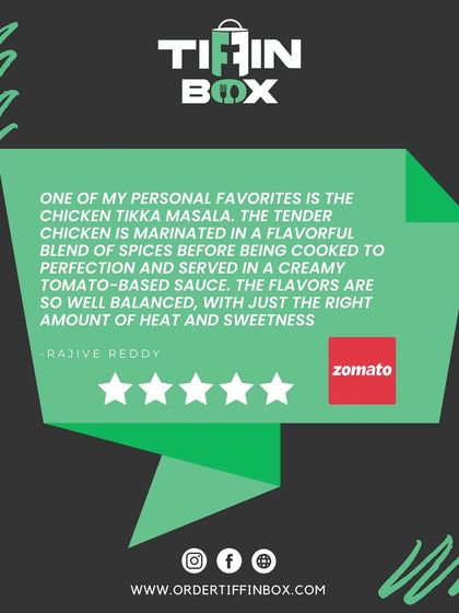 This Zomato review highlights a personal favorite: our Chicken Tikka Masala. The customer loved the tender chicken, flavorful marinade, and the well balanced creamy tomato based sauce.