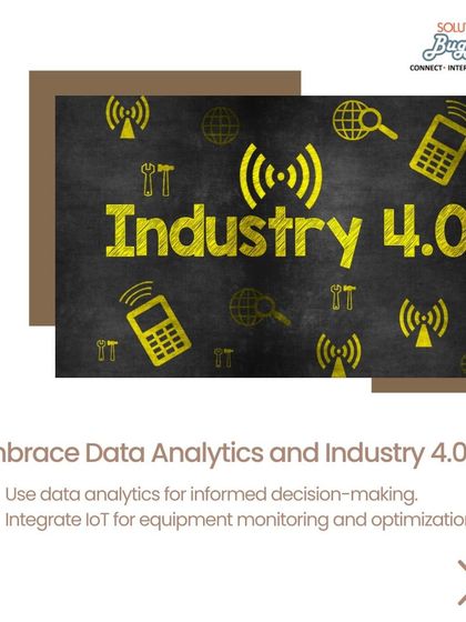 We help businesses embrace Industry 4.0. This image highlights our expertise in using data analytics for informed decision-making and integrating IoT for real-time equipment monitoring and optimization.