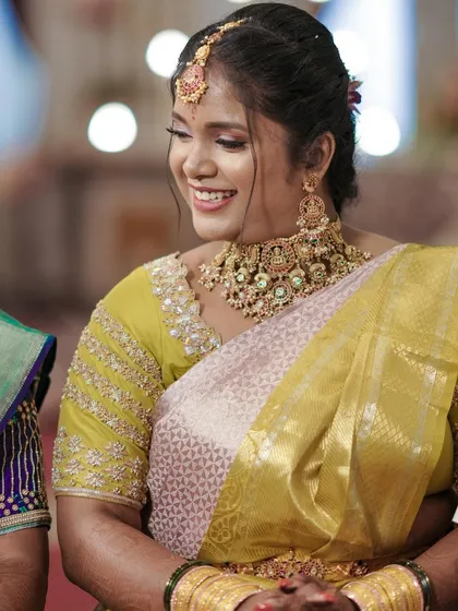A happy, candid moment from the wedding. Sheethal's smile says it all. We are so honoured to be a part of such joyous occasions.