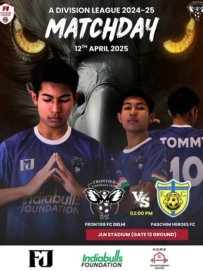 The Eagles are ready to take on Paschim Heroes. This match day poster features our player Tommy, ready for the challenge.