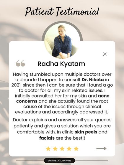 After a decade of seeing multiple doctors, this patient found my clinic. I'm proud that my approach of finding the root cause through clinical evaluations for her acne concerns has made her feel sure that she has found her go-to doctor.