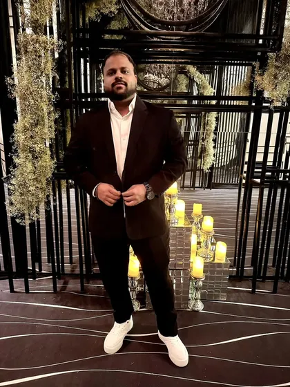 Another look from a wedding event, showing how I blend in with the formal atmosphere while being ready to turn up the energy when the time is right.
