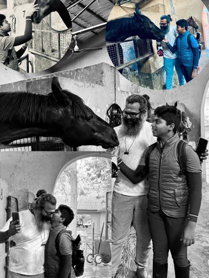 A collage capturing the emotional first meeting between a young rider and his new horse. Building this connection is a fundamental part of my philosophy.