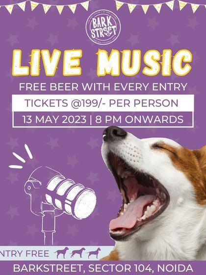 Go where the good vibes are! A poster for our Saturday live music event, an exclusive evening for you and your doggo.