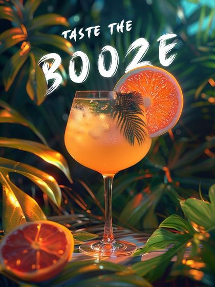 Taste the booze. This lush, tropical image of a citrusy cocktail invites you to elevate your taste experience with our finest spirits and blends.