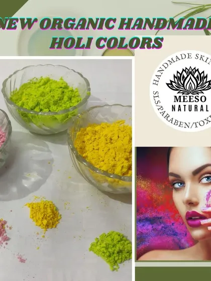 Introducing my organic, handmade Holi colors. Made with natural ingredients, they are completely skin-safe so you can enjoy the festival without worry.