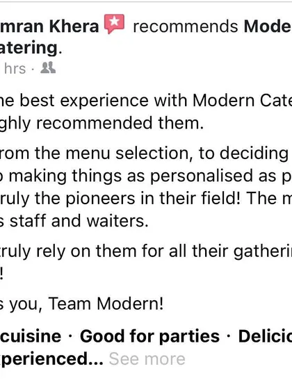 Simran Khera's review calls us "pioneers in their field," which is a wonderful compliment. We take pride in personalizing every detail, from the menu to the cutlery.