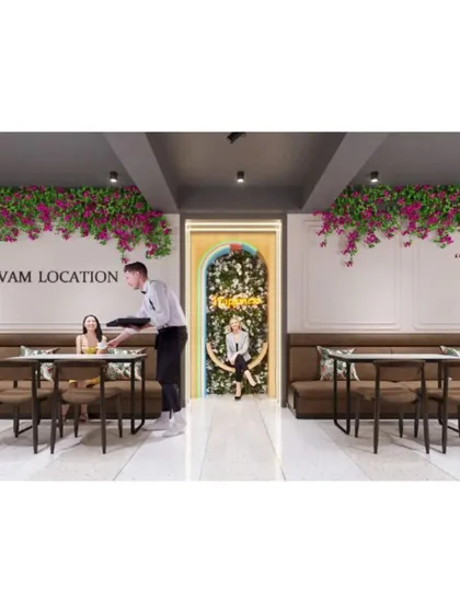 A fun and interactive photo spot designed within the cafe, encouraging social media engagement.