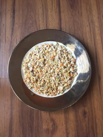 This is what I call real dog food. It doesn't look like boring kibble because it's made from fresh, whole ingredients, just like the food you would cook for your family.