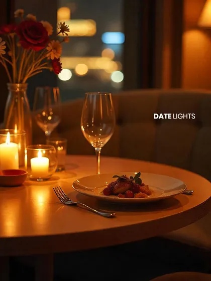 I help you create the perfect "Date Lights" scene. A soft, warm glow from candles is beautifully complemented by my smart lighting, dimmed to create an intimate and romantic dining experience.