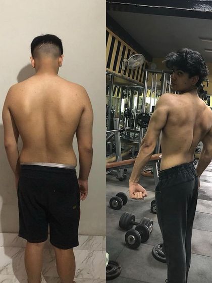A 6-month journey from fat to fit. This client's back transformation shows a significant reduction in fat and the development of lean muscle, creating a much more defined and athletic look.