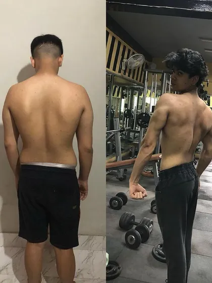 A 6-month journey from fat to fit. This client's back transformation shows a significant reduction in fat and the development of lean muscle, creating a much more defined and athletic look.