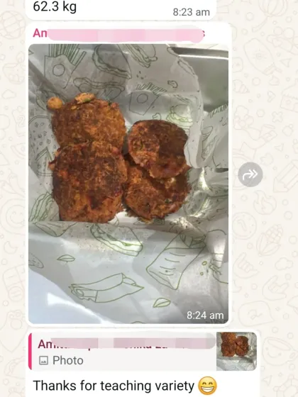 "Thanks for teaching variety." A diet should never be boring. This client's message shows how I introduce new, delicious recipes to make the health journey enjoyable and sustainable.