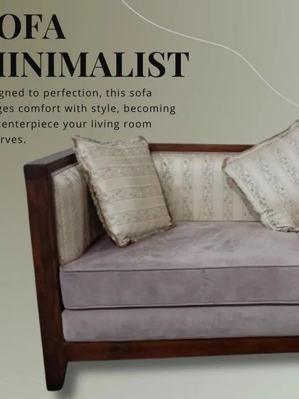 This sofa features a classic design with a solid wood frame and dual-textured upholstery. The combination of a patterned back and a solid seat in a muted lavender hue creates a piece that is both elegant and unique.