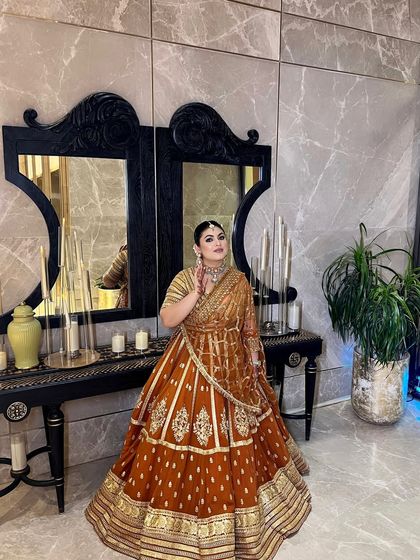 A full-length photo of my traditional lehenga look. After 8 years, it felt so special to wear one again.
