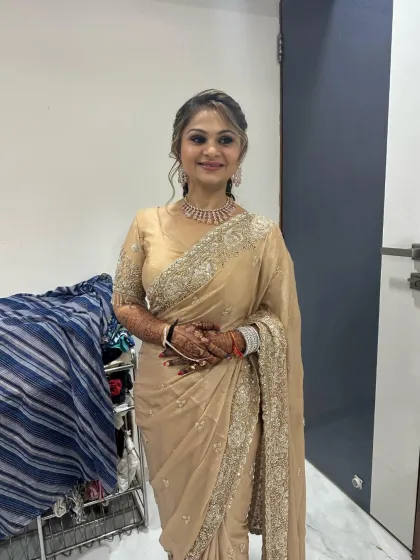 A simple and elegant portrait, showing the client ready for her event. The makeup is flawless and the hair is perfectly styled.
