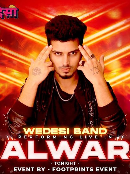 A gig alert for a performance with my band 'WeDesi' in Alwar. We are listed among India's top 10 live + DJ bands for weddings.